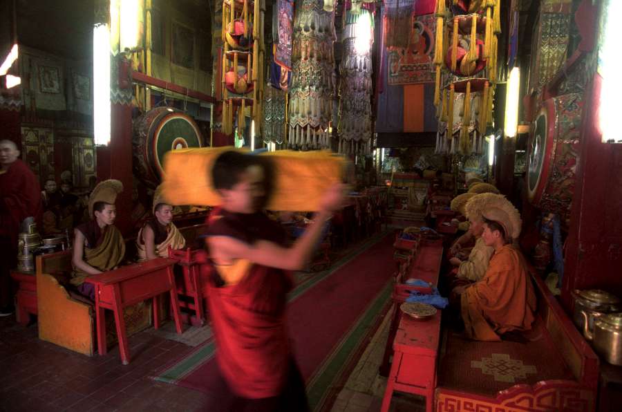 2001: Buddhist ceremony in Gandan monastery; Ulan Bator, Mongolia. 2001: Buddhist ceremony in Gandan monastery; Ulan Bator, Mongolia.